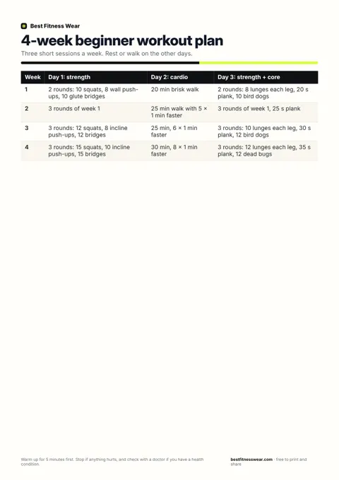 4-week beginner workout plan